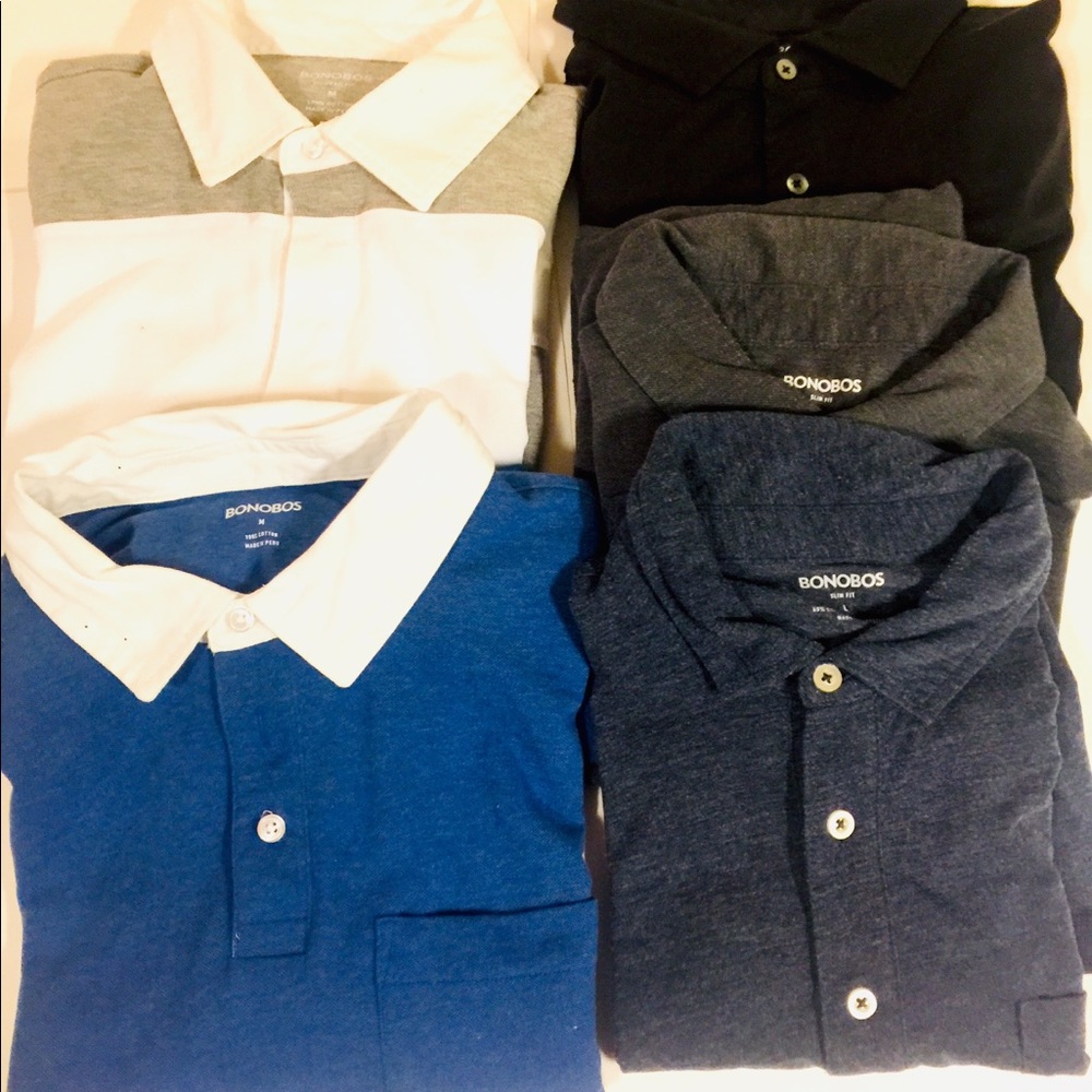 Bonobos Men Polo Long Sleeve Short Sleeve Size M